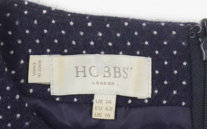 Hobbs Women's Blue Polka Dot Sheath Dress Size 14
