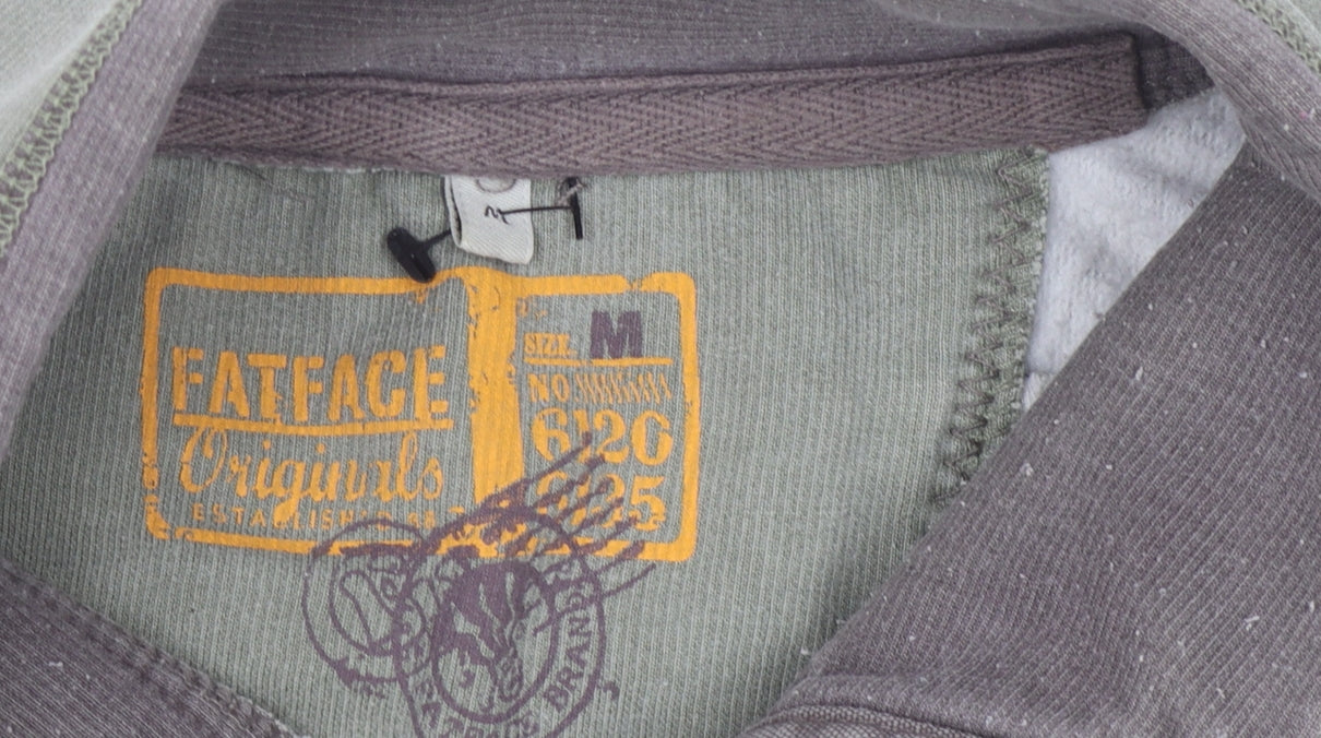 FatFace Men's Green Henley Sweatshirt, Size M, Logo Accent