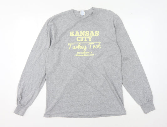 Port & Company Grey Long Sleeve Unisex T-Shirt, M