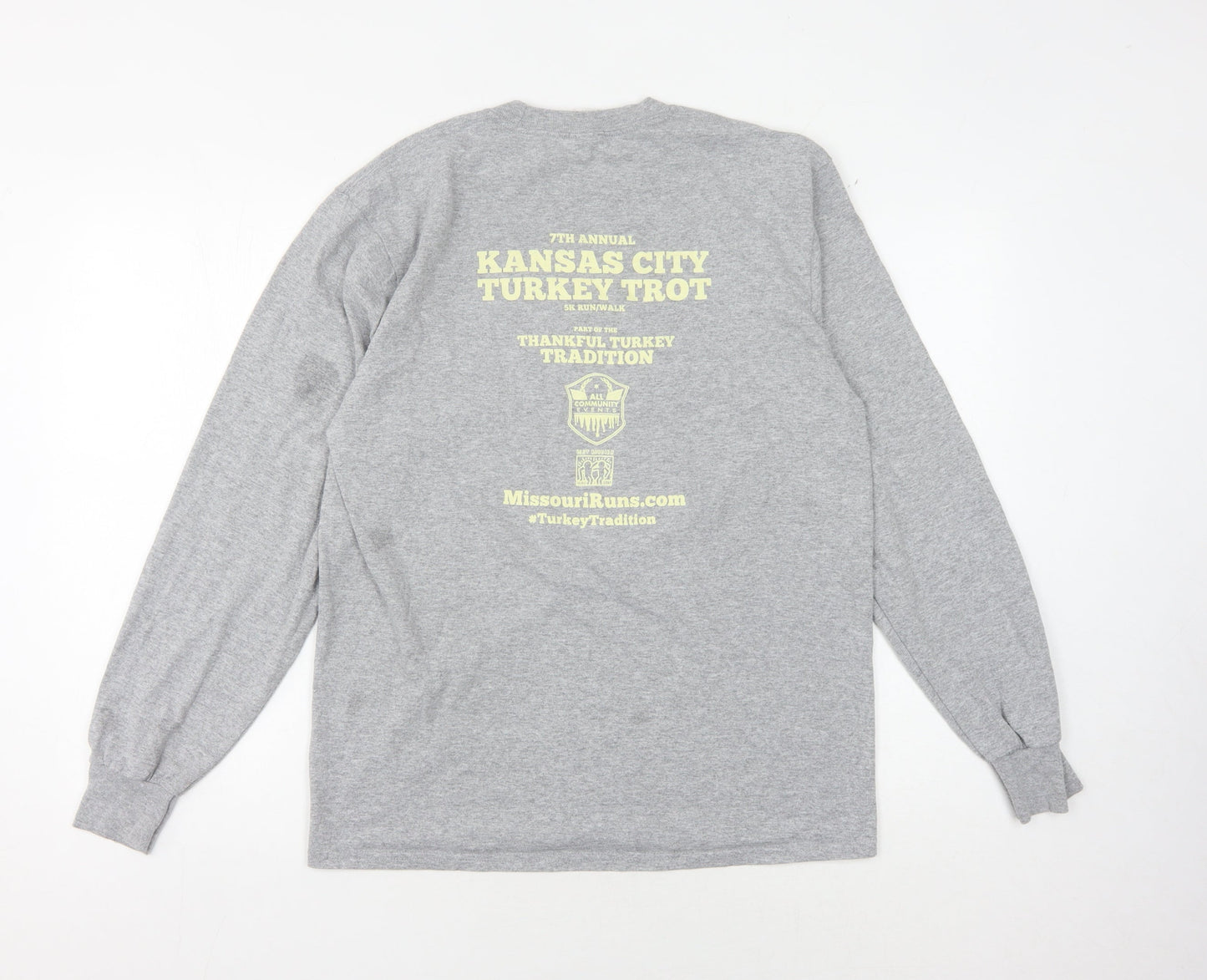 Port & Company Grey Long Sleeve Unisex T-Shirt, M