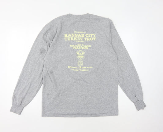 Port & Company Grey Long Sleeve Unisex T-Shirt, M