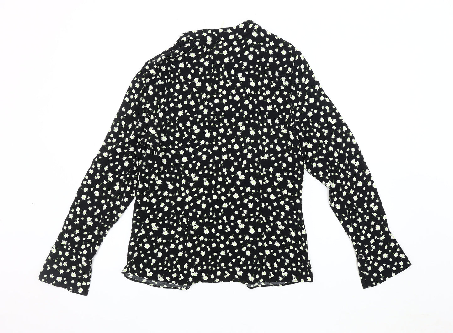 Marks and Spencer Women's Black Floral Blouse, Size 10