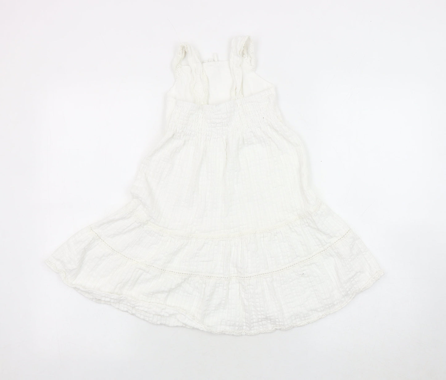 Zara Girls White Cotton Sleeveless Dress Size 7 Years