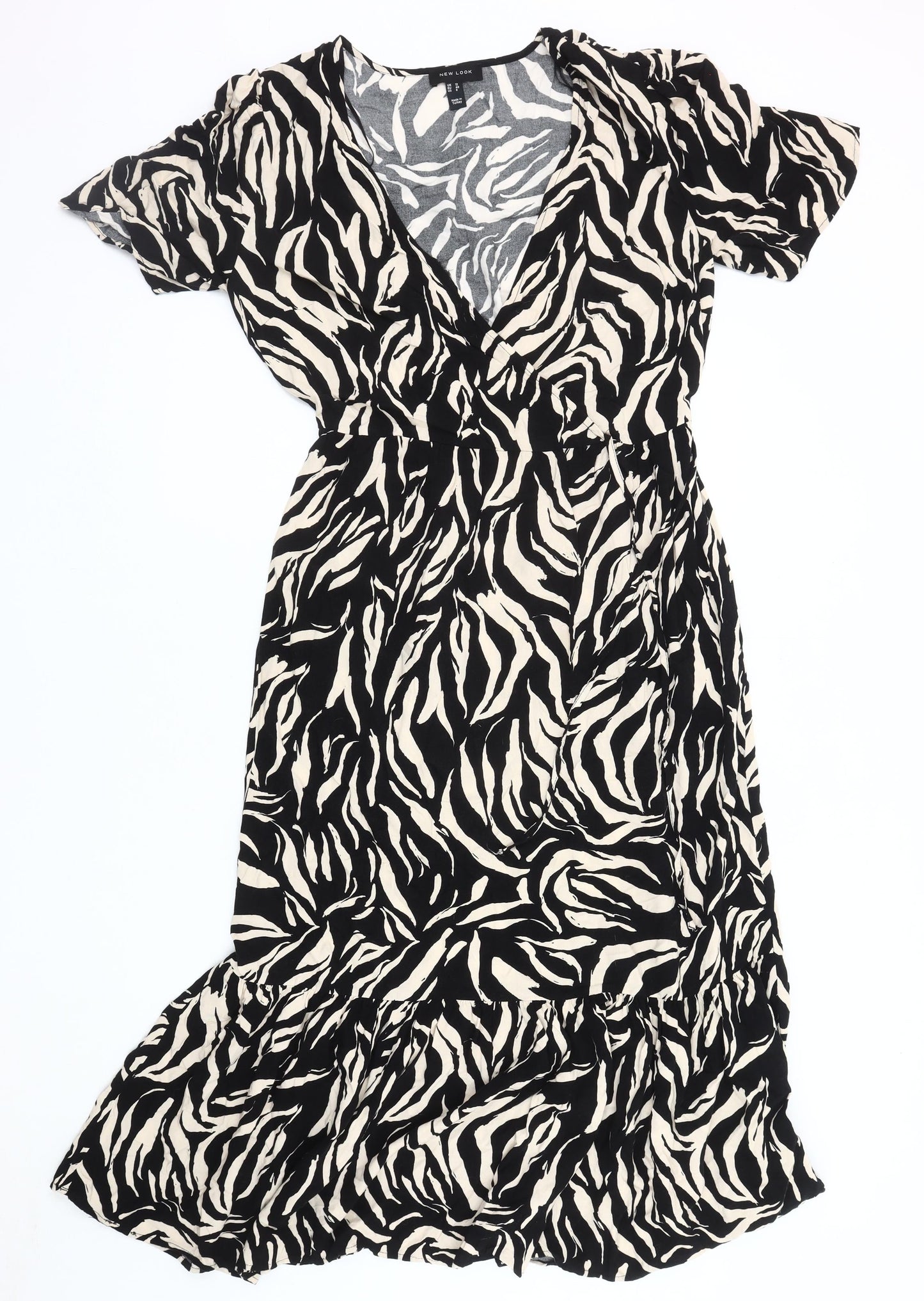 New Look Women's Black Zebra Print Dress Size 12
