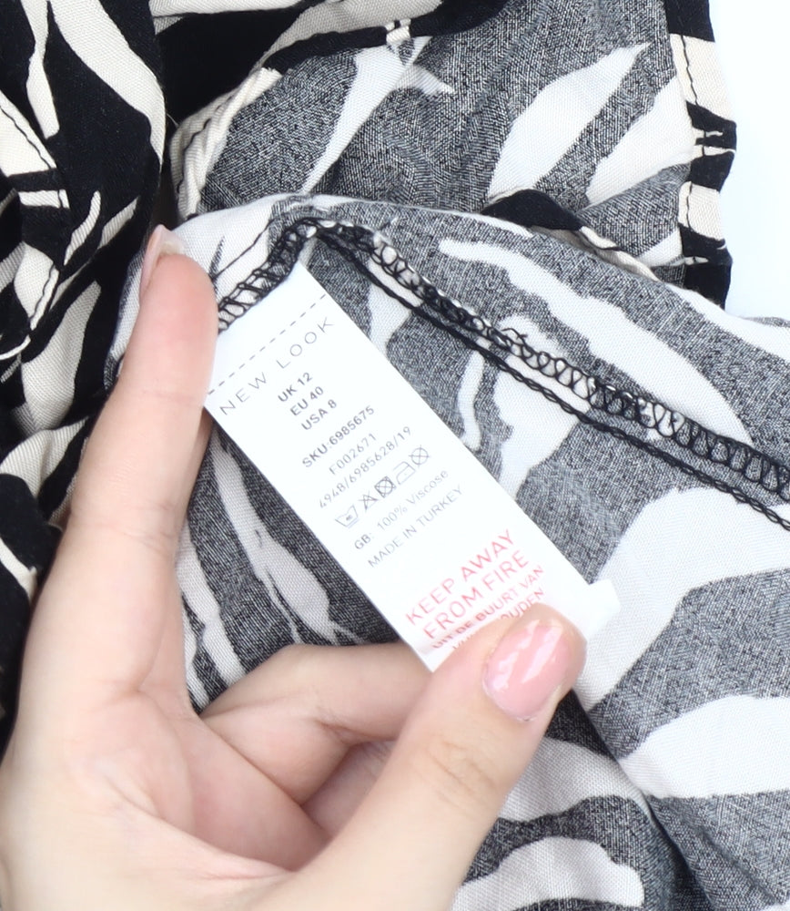 New Look Women's Black Zebra Print Dress Size 12