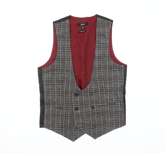 Feraud Men's Check Waistcoat - Black/Grey/Red 38