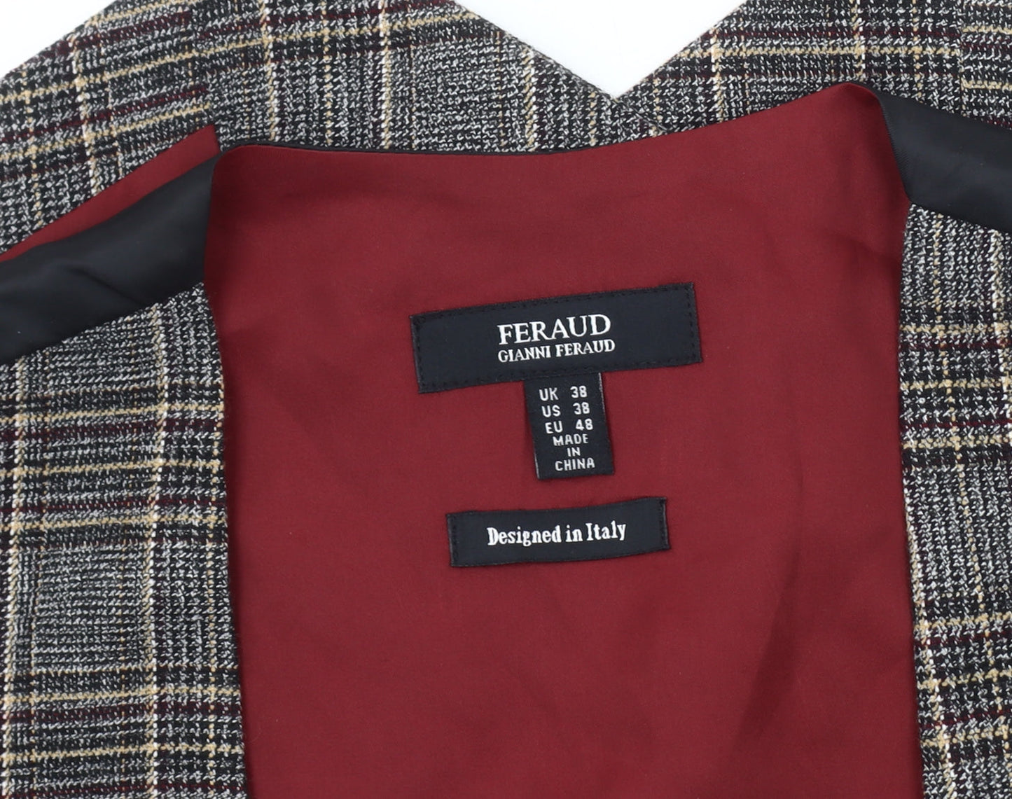 Feraud Men's Check Waistcoat - Black/Grey/Red 38