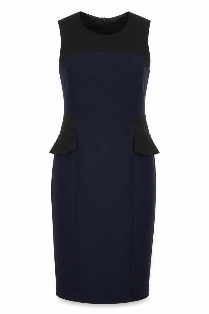 Oasis Women's Size 10 Black Blue Peplum Dress