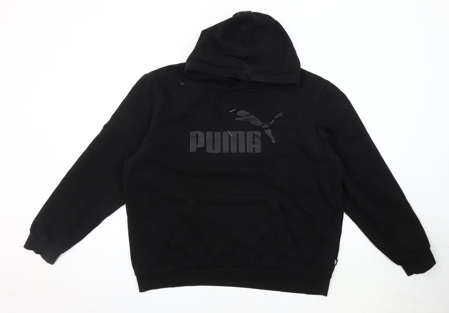 Puma Men's Black Graphic Hoodie, Size L, Pullover