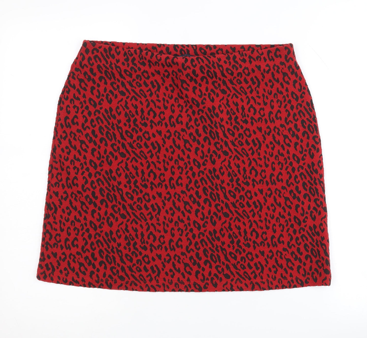Marks and Spencer Women's Red Animal Print Skirt - Size 12