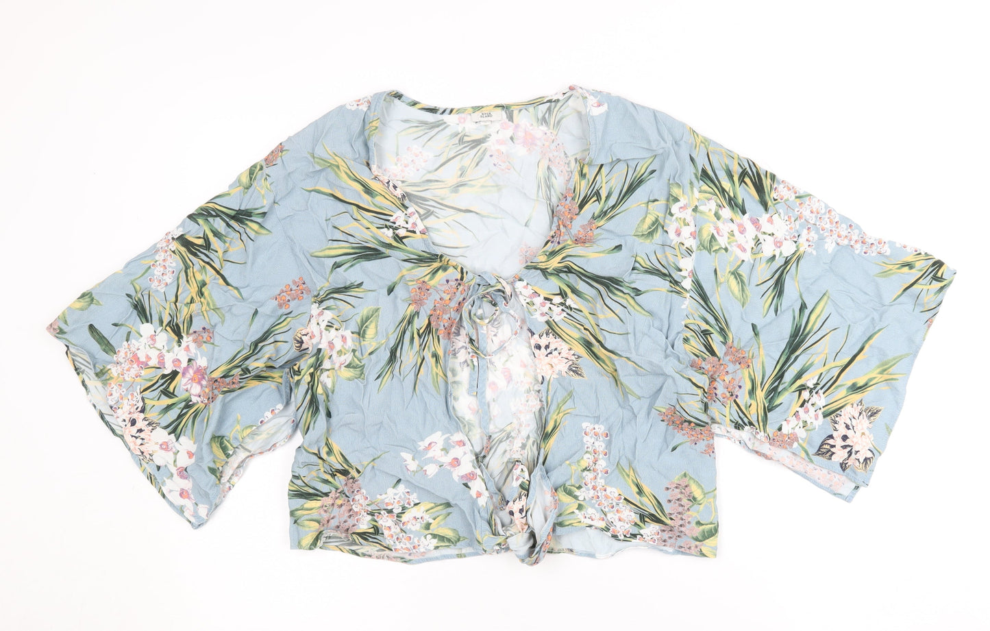 River Island Blue Floral Kimono Sleeve Top Size 12