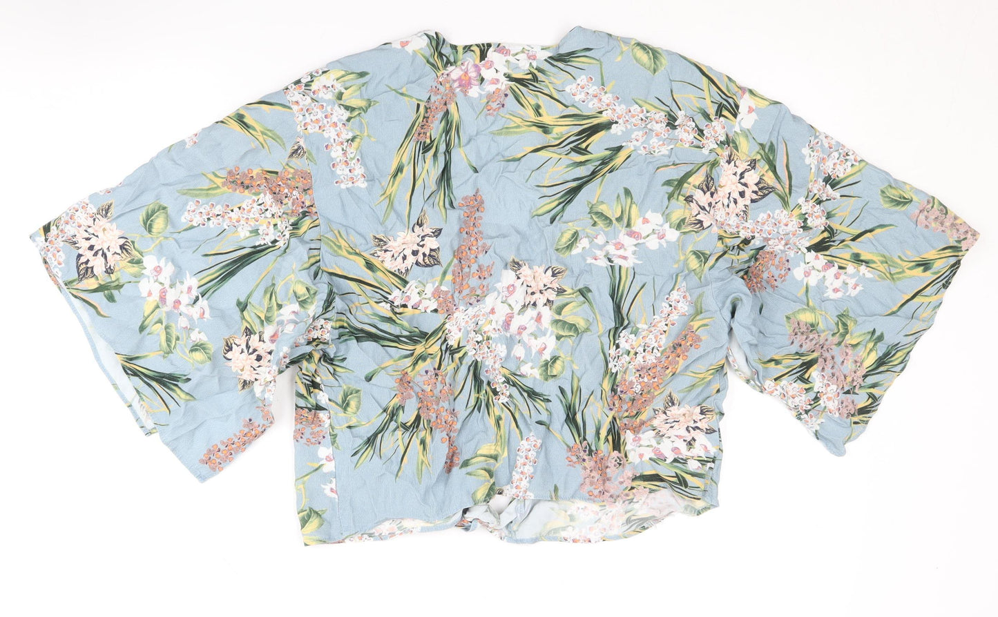 River Island Blue Floral Kimono Sleeve Top Size 12
