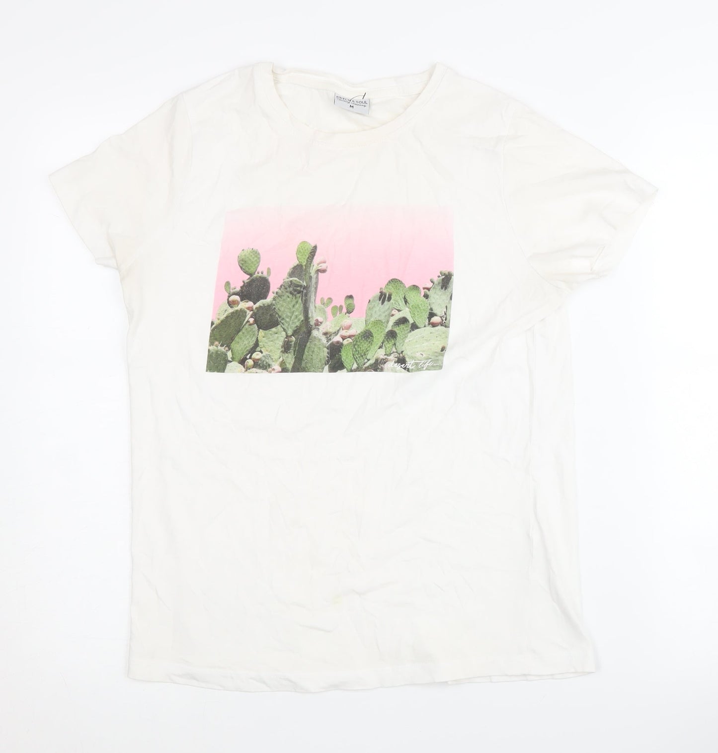 Stitch & Soul Women's White T-Shirt, Size M, Casual