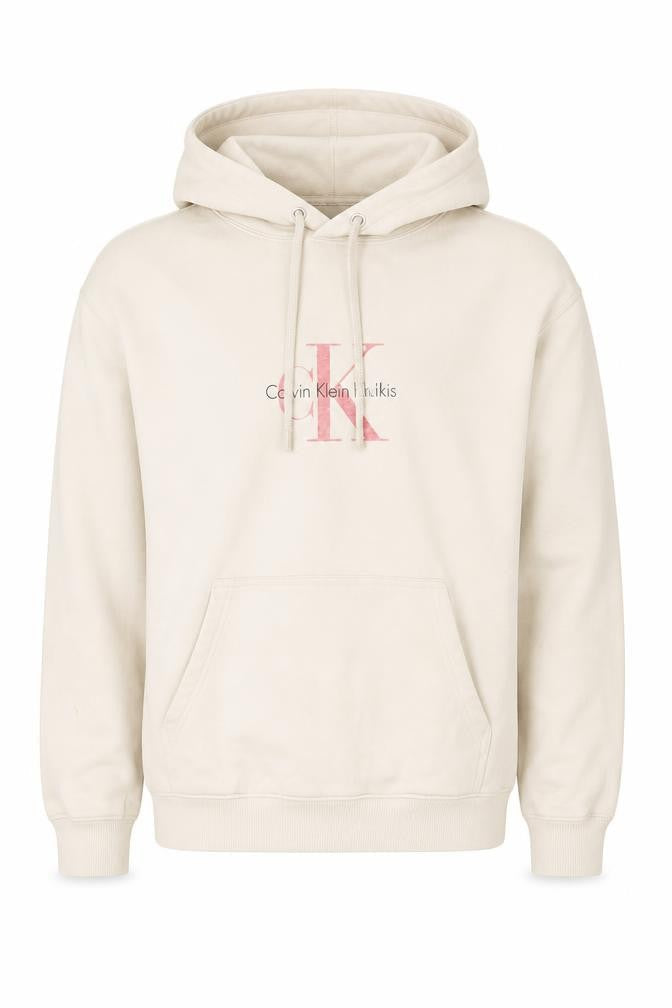 Mens UK S Regular Calvin Klein Khakis Beige Pullover Hoodie