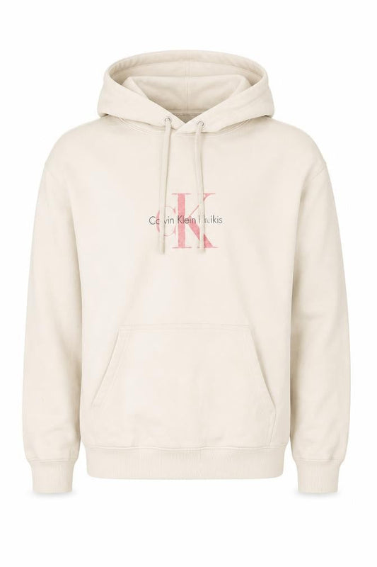 Mens UK S Regular Calvin Klein Khakis Beige Pullover Hoodie