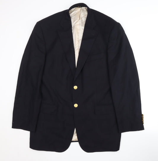 DAKS Men's Black Wool Blazer 42R Regular Fit