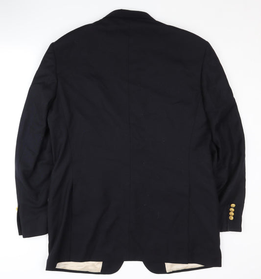 DAKS Men's Black Wool Blazer 42R Regular Fit