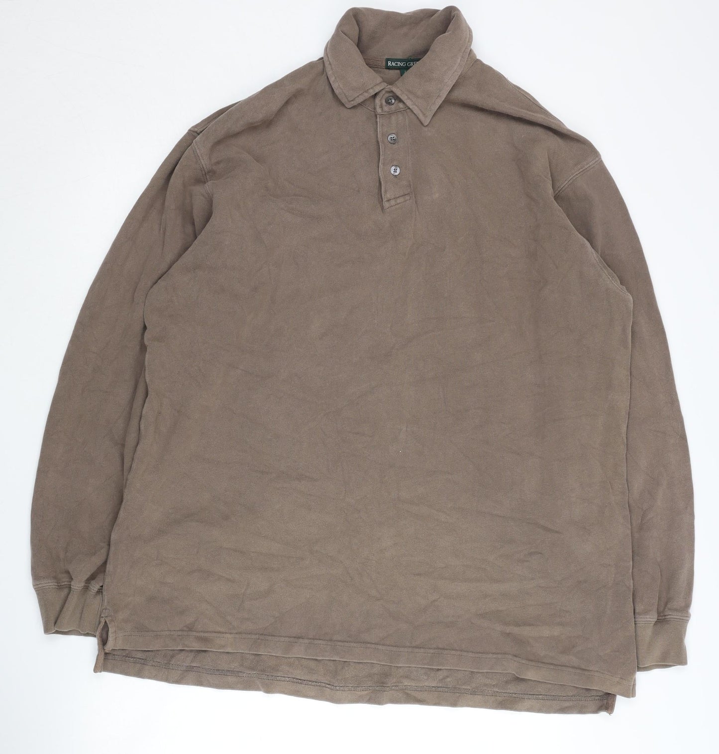 Racing Green Men's Brown Henley Sweatshirt L