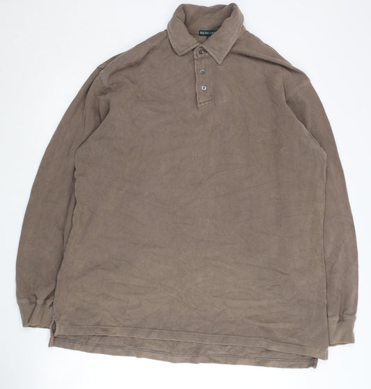 Racing Green Men's Brown Henley Sweatshirt L