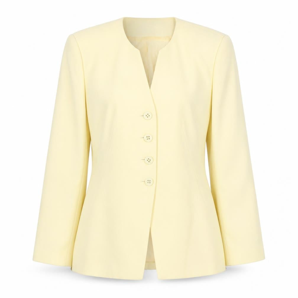 Frank Usher Women's Yellow Blazer Size 14, Lined, Classic