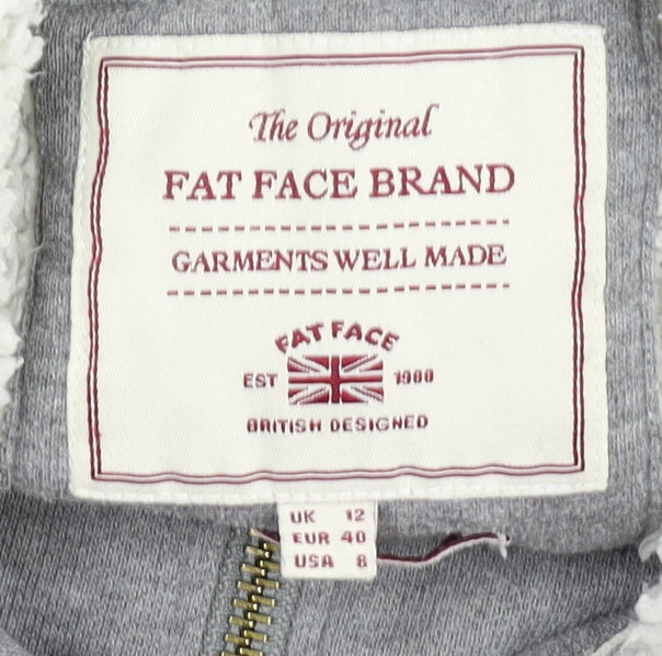 Fat Face Women's Grey Full Zip Hoodie, Size 12