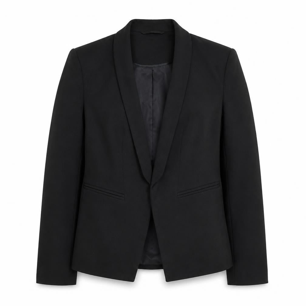 Front view of Miss Selfridge Women's Black Blazer, size 8 Slim, Fit