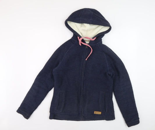 Weird Fish Women's Blue Hooded Jacket Size 10