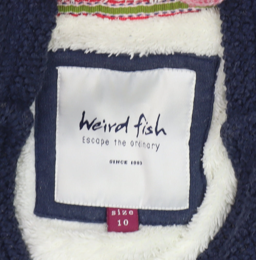 Weird Fish Women's Blue Hooded Jacket Size 10