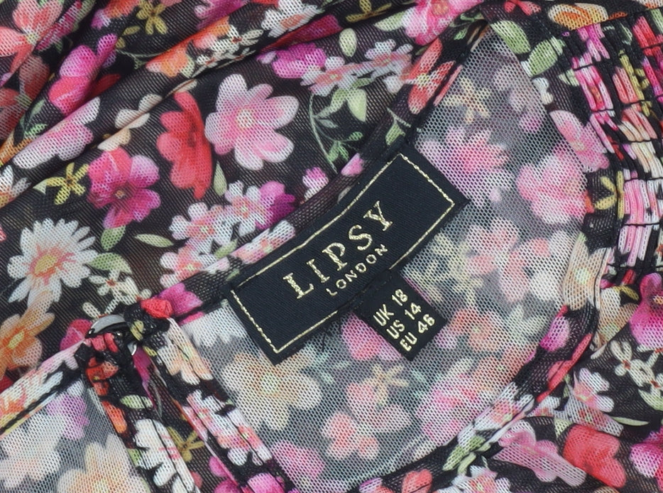 Lipsy Women's Multicoloured Floral Tunic Blouse Size 14