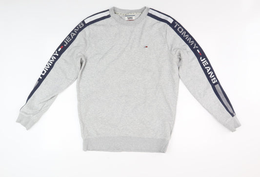 Tommy Jeans Men's Grey Pullover Logo Sweatshirt L