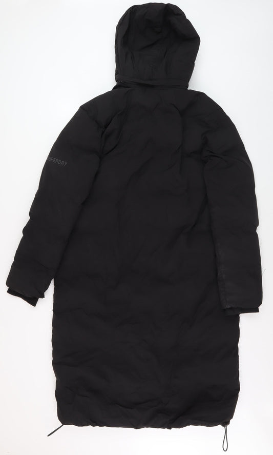 Superdry Women's Black Puffer Coat Size 10 - Warm & Stylish