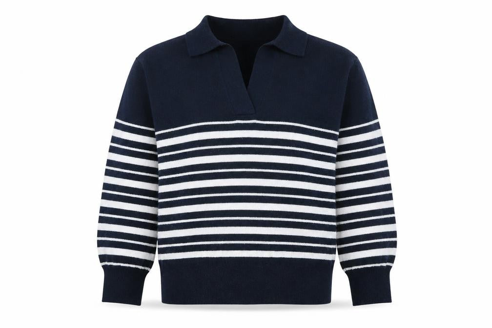 Marks and Spencer Women's Blue Striped Pullover Jumper