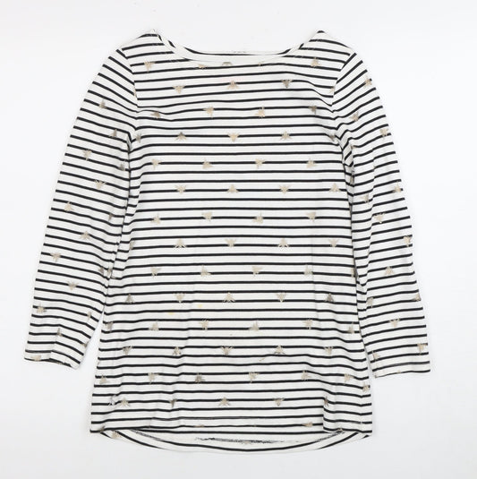 Joules Women's Striped T-Shirt, Black/White, Size 8