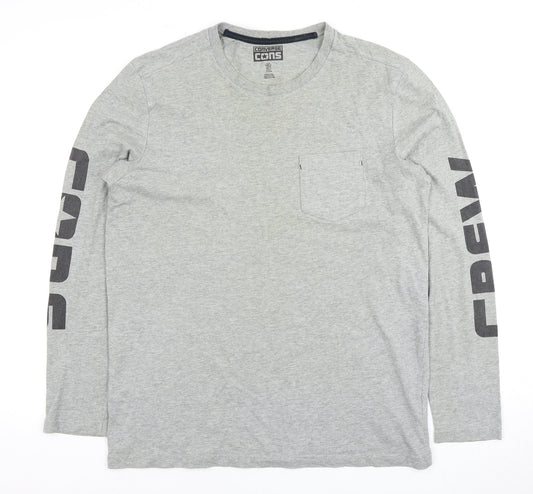Converse Men's Grey Long Sleeve T-Shirt - Size M, Logo Accent