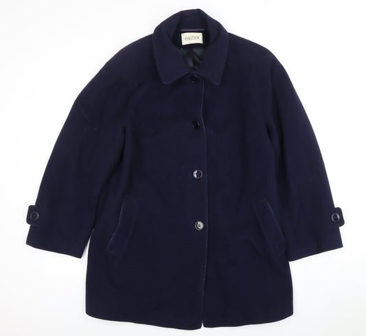 Eastex Women's Blue Velvet Wool Cashmere Mid-Length Coat