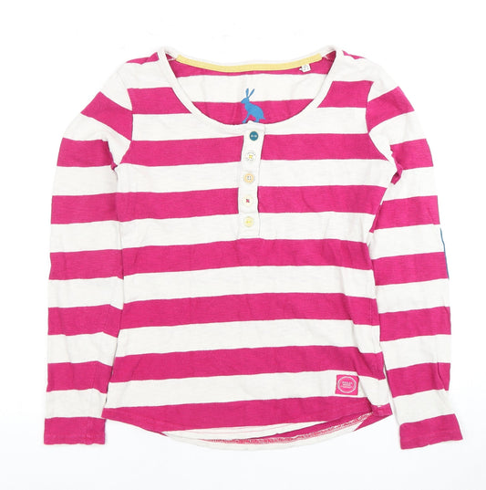 Joules Women's Pink Striped Long Sleeve Top Size 6