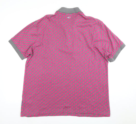 O'Neill Men's Pink Geometric Polo Shirt XL