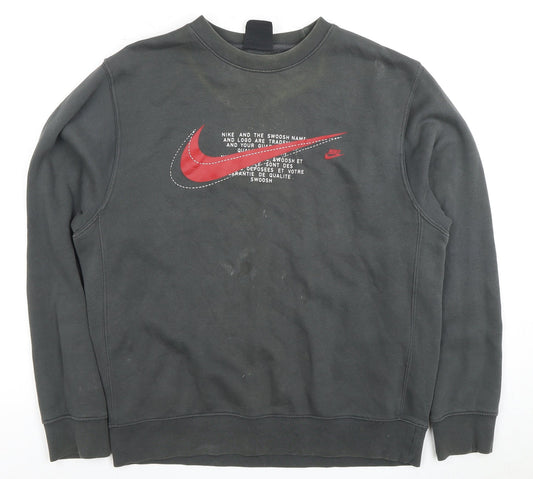Nike Men's Grey S Logo Pullover Sweatshirt