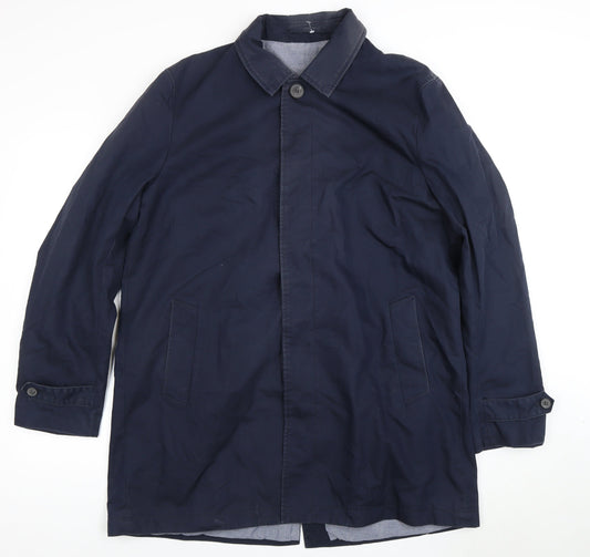 Jaeger Men's XL Blue Coat, Cotton Blend, Buttoned