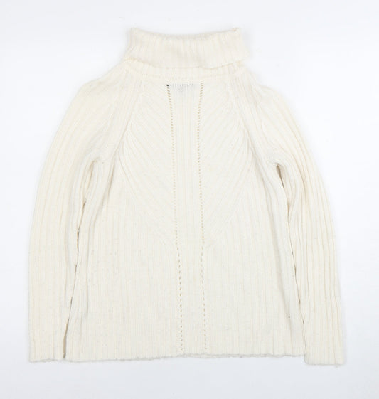 Laura Ashley Women's Ivory Roll Neck Pullover Jumper, Size 10
