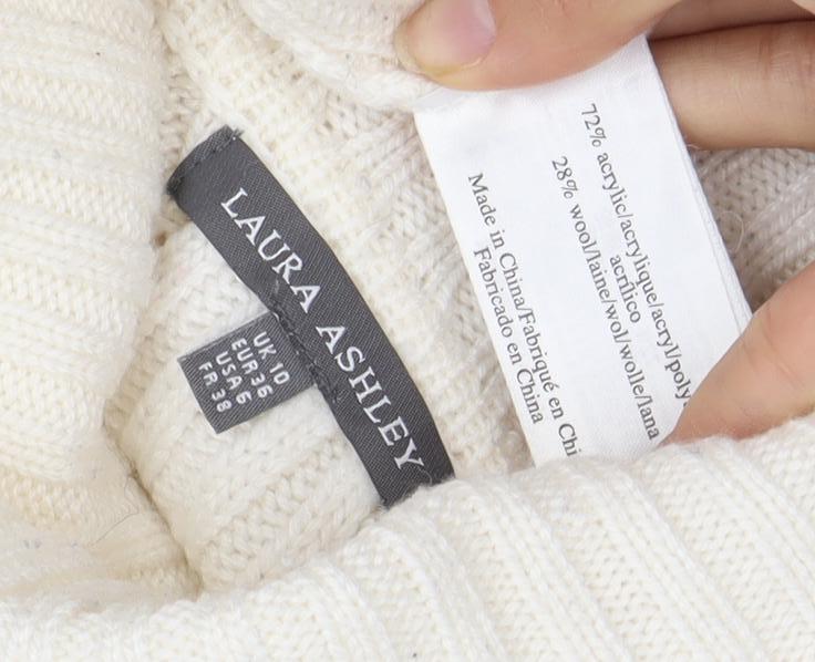 Laura Ashley Women's Ivory Roll Neck Pullover Jumper, Size 10