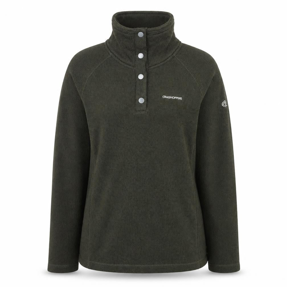 Womens UK 10 Regular Craghoppers Green Henley Sweatshirt