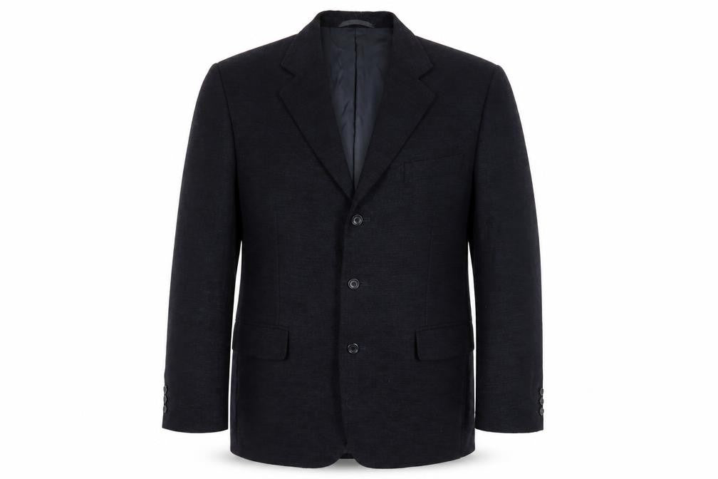 Pinstripe Black Men's Blazer 42 in Wool Single-Breasted