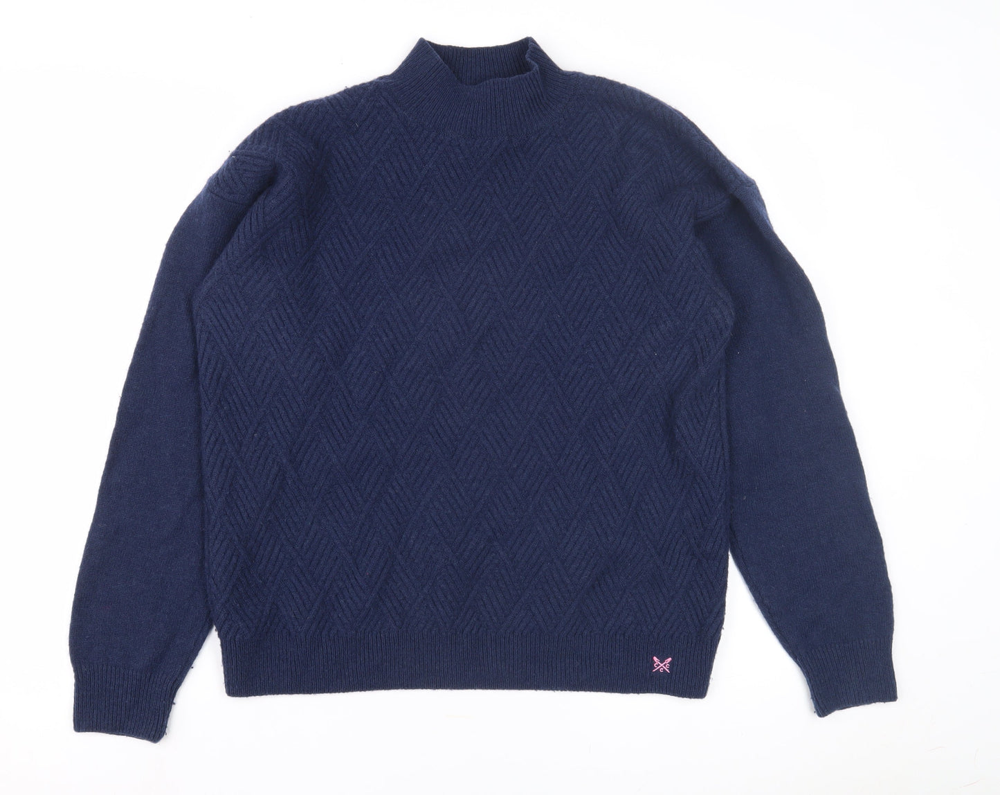 Crew Clothing Women's Blue Mock Neck Pullover, Size 14