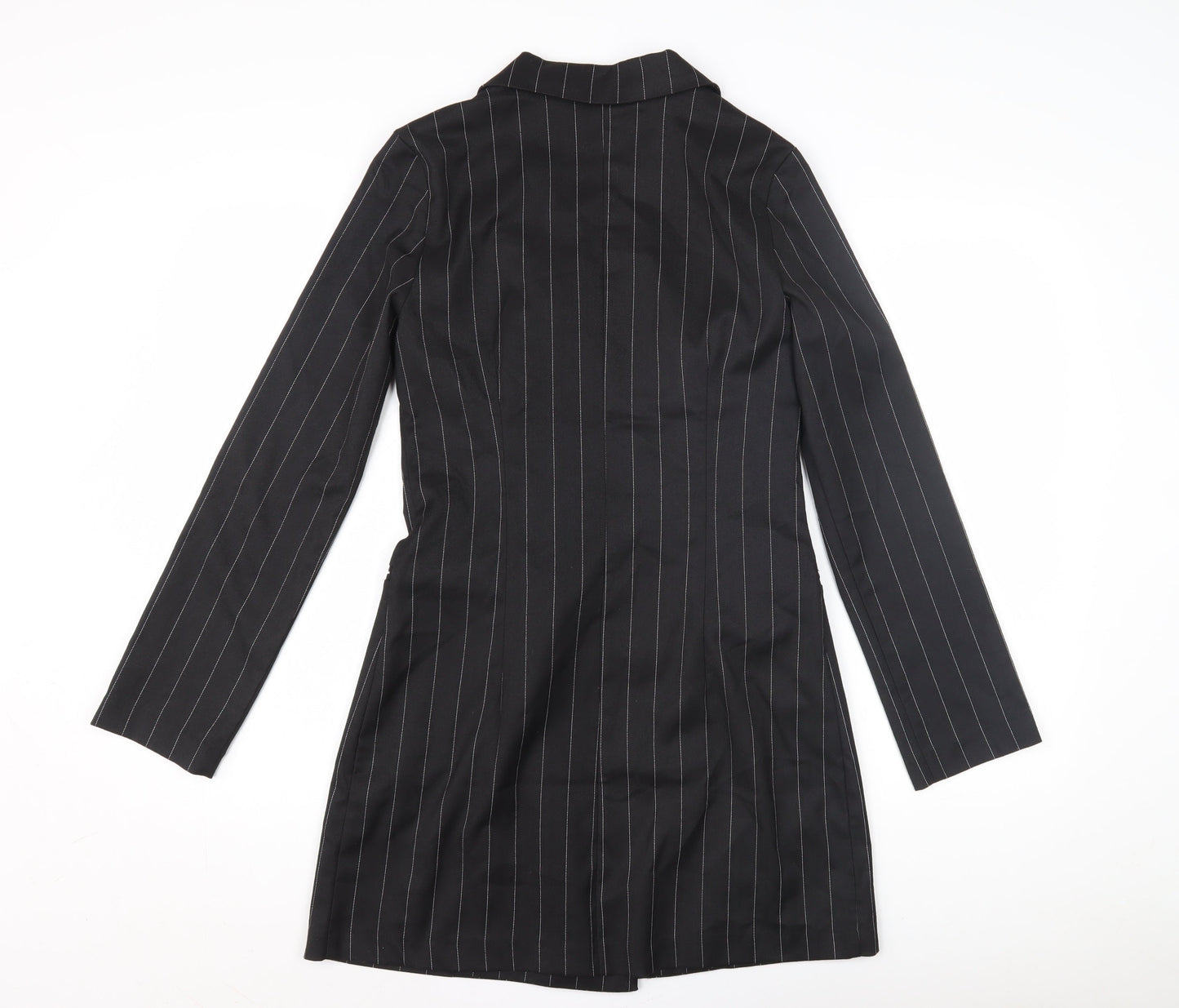 H&M Women's Black Striped Blazer Coat Size 10