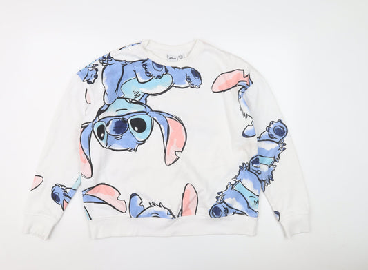 Disney White Stitch Pullover Sweatshirt, Unisex Adults Size 12