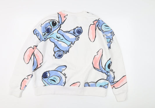 Disney White Stitch Pullover Sweatshirt, Unisex Adults Size 12
