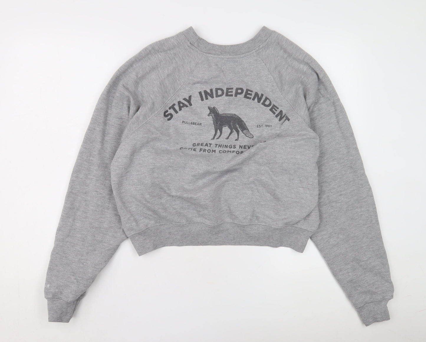 Pull&Bear Grey Unisex Crew Neck Sweatshirt Size 12