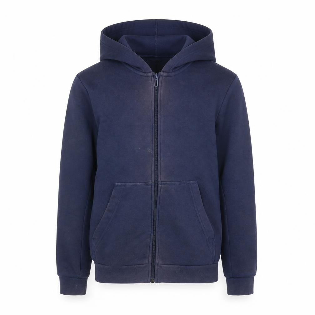 Front view of Adidas boys’ navy full zip hoodie 11-12 years