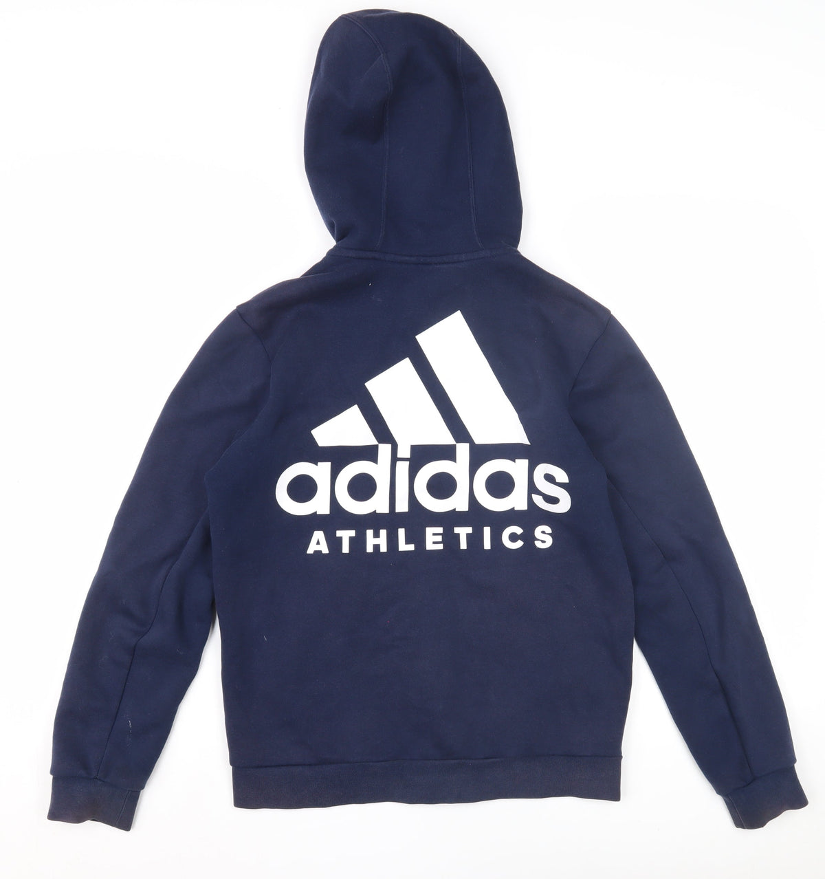 Back view of Adidas boys’ navy full zip hoodie 11-12 years